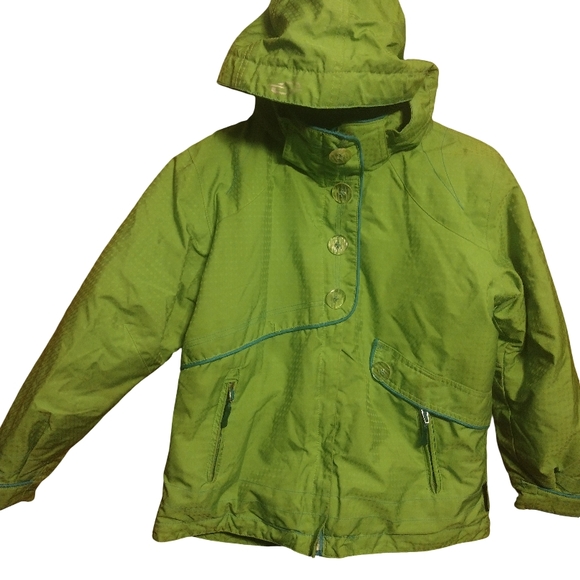 Obermeyer Other - Obermeyer Kids Lime Green Raincoat With Blue Lining And Many Pocket And Features